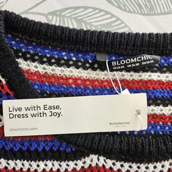 NWT!!! Bloomchic Multicolor Striped Women's Sweater Size 22-26 - Picture 2 of 5